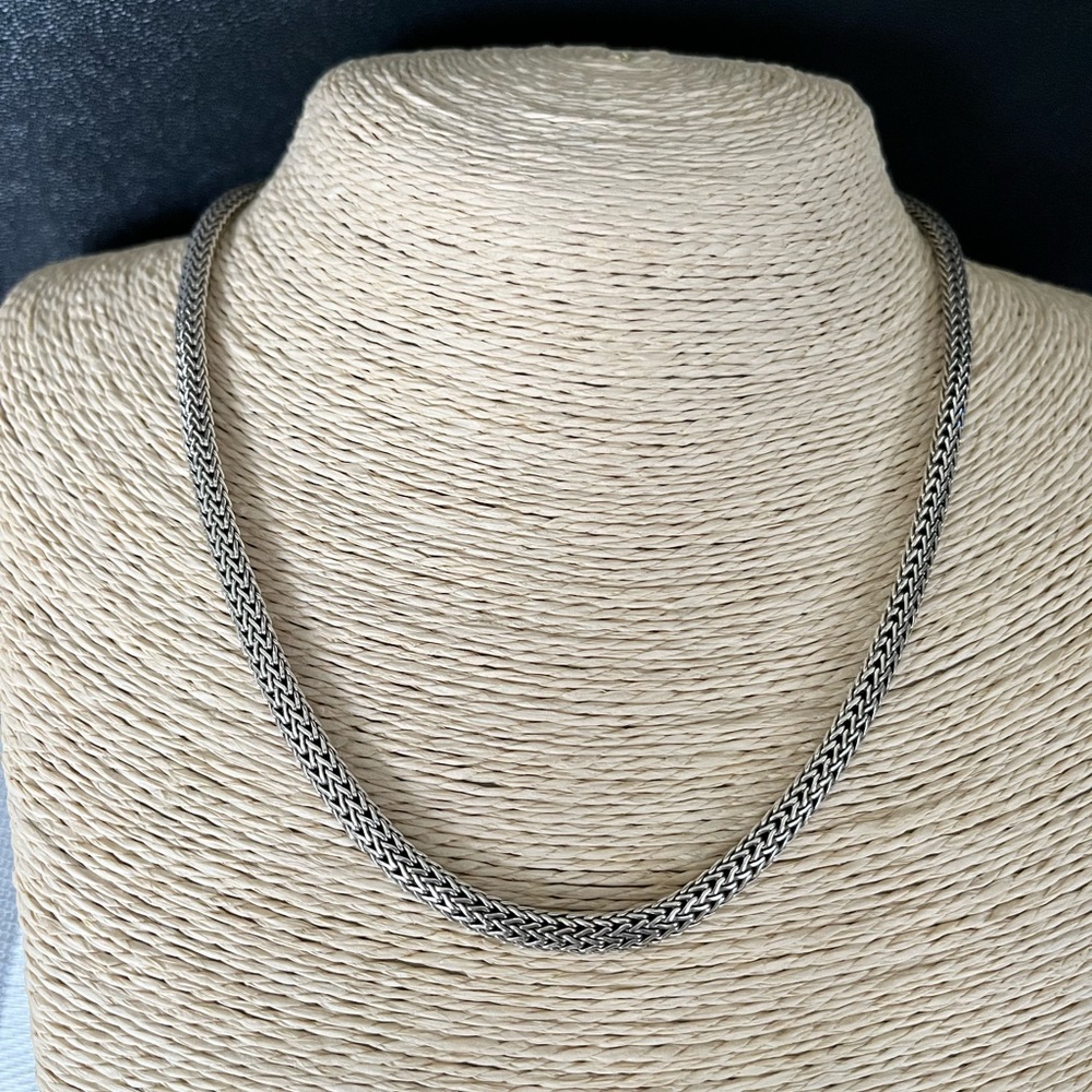 JOHN HARDY PRE-LOVED AUTHENTIC STERLING SILVER WOVEN CHAIN CLASSIC NECKLACE